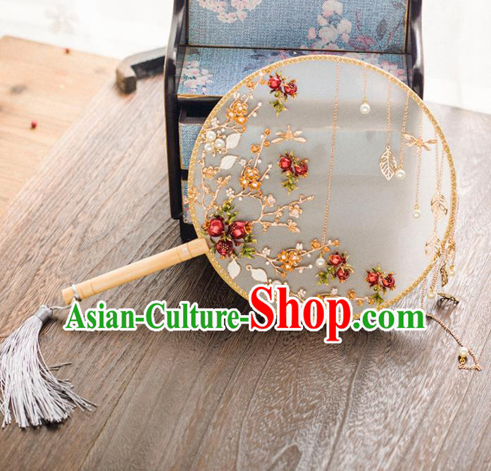 Chinese Ancient Wedding Accessories Bride Palace Fans Handmade Round Fan for Women Chinese Ancient Wedding Accessories Bride Palace Fans Handmade Round Fan for Women