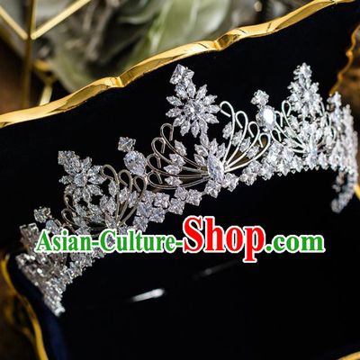 Top Grade Handmade Wedding Bride Hair Accessories Princess Zircon Royal Crown Headwear for Women