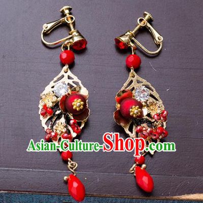 Handmade Wedding Red Ear Accessories Top Grade Bride Hanfu Tassel Earrings for Women