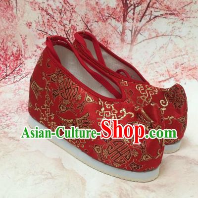 Traditional Chinese Shoes Red Wedding Shoes Ancient Princess Shoes Blood Stained Shoes for Women
