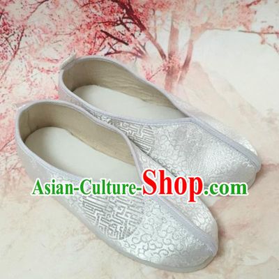 Traditional Chinese Shoes Wedding Shoes Ancient Princess Shoes White Satin Hanfu Shoes for Women