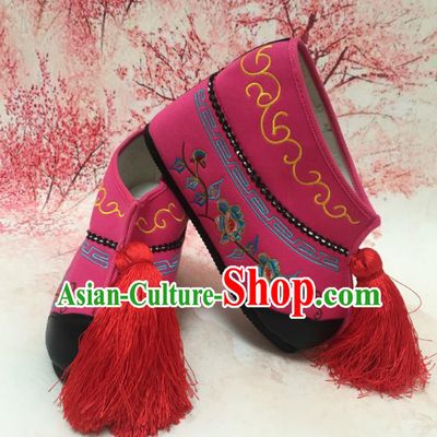 Traditional Chinese Shoes Ancient Princess Rosy Shoes Beijing Opera Boots for Women