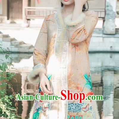 Chinese Traditional Costumes National Upper Outer Garment Silk Qipao Coat for Women
