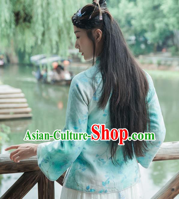 Chinese Traditional Costumes National Tang Suit Blouse Green Silk Qipao Shirt for Women Chinese Traditional Costumes National Tang Suit Blouse Green Silk Qipao Shirt for Women