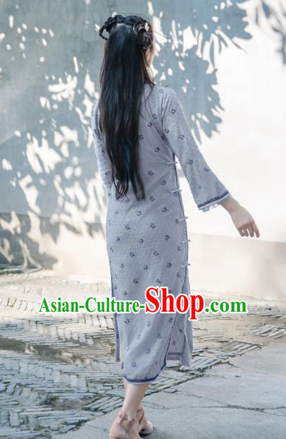 Chinese Traditional Costumes National Qipao Dress Classical Grey Cheongsam for Women Chinese Traditional Costumes National Qipao Dress Classical Grey Cheongsam for Women