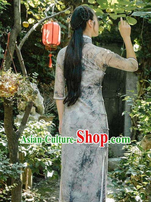 Chinese Traditional Costumes National Silk Qipao Dress Classical Cheongsam for Women Chinese Traditional Costumes National Silk Qipao Dress Classical Cheongsam for Women