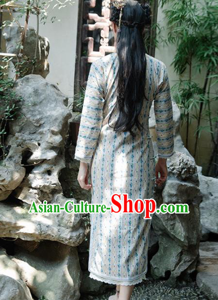 Chinese Traditional Costumes National Beige Qipao Dress Classical Cheongsam for Women Chinese Traditional Costumes National Beige Qipao Dress Classical Cheongsam for Women