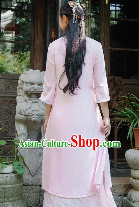 Chinese Traditional Costumes National Pink Qipao Dress Classical Cheongsam for Women Chinese Traditional Costumes National Pink Qipao Dress Classical Cheongsam for Women