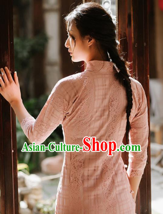 Chinese Traditional Tang Suit Costumes National Pink Qipao Dress Classical Cheongsam for Women Chinese Traditional Tang Suit Costumes National Pink Qipao Dress Classical Cheongsam for Women