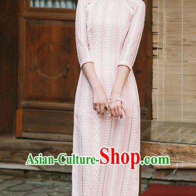 Chinese Traditional Tang Suit Costumes National Lace Qipao Dress Classical Cheongsam for Women