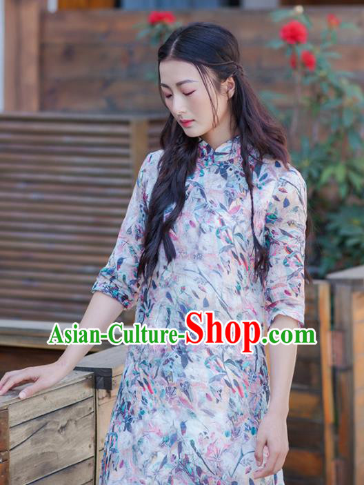 Chinese Traditional Tang Suit Costumes National Printing Qipao Dress Classical Cheongsam for Women Chinese Traditional Tang Suit Costumes National Printing Qipao Dress Classical Cheongsam for Women