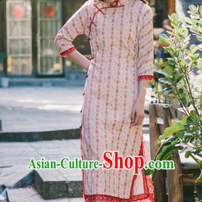 Chinese Traditional Costumes National Corduroy Qipao Dress Tang Suit Cheongsam for Women