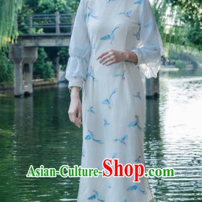 Chinese Traditional Costumes National Qipao Dress Wool Cheongsam for Women