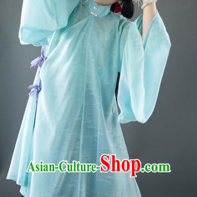 Chinese Traditional Ancient Ming Dynasty Historical Costumes Green Blouse and Navy Skirt Complete Set for Women