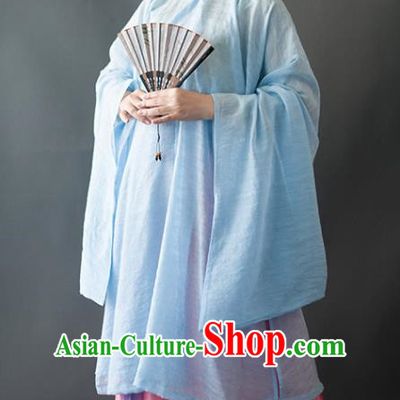 Chinese Traditional Ancient Ming Dynasty Historical Costumes Blue Blouse and Pink Skirt Complete Set for Women