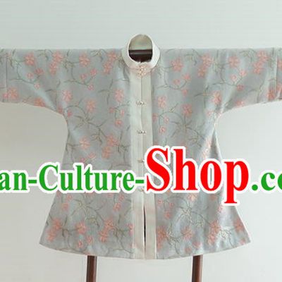 Chinese Ancient Ming Dynasty Historical Costumes Traditional Blue Blouse for Women