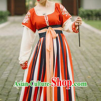 Chinese Traditional Tang Dynasty Palace Historical Costumes Ancient Princess Court Maid Hanfu Dress for Women