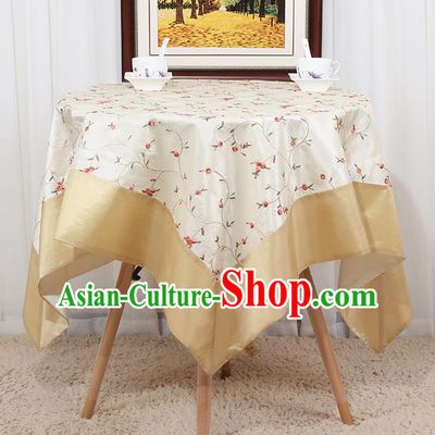 Chinese Classical Household White Brocade Table Cover Traditional Handmade Table Cloth Antependium