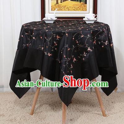 Chinese Classical Household Black Brocade Table Cover Traditional Handmade Table Cloth Antependium