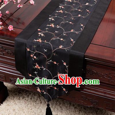 Chinese Traditional Handmade Table Cover Cloth Classical Household Ornament Black Brocade Table Flag