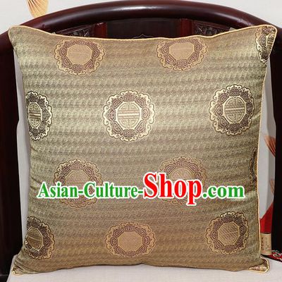 Chinese Classical Household Ornament Traditional Bronze Brocade Back Cushion Cover