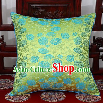 Chinese Classical Household Ornament Traditional Green Brocade Back Cushion Cover