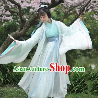 Chinese Traditional Jin Dynasty Palace Princess Historical Costumes Ancient Peri Court Maid Hanfu Dress for Women