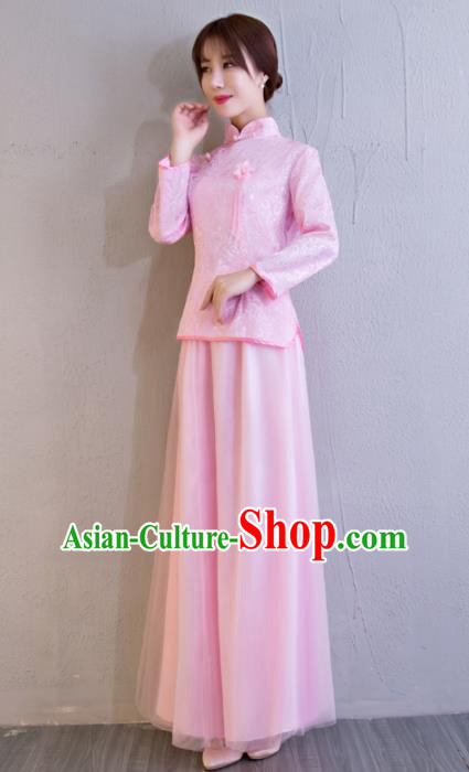 Chinese Traditional Bride Pink Xiuhe Suits Ancient Handmade Wedding Costumes for Women Chinese Traditional Bride Pink Xiuhe Suits Ancient Handmade Wedding Costumes for Women