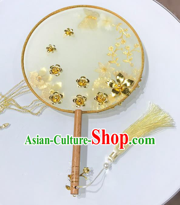Chinese Traditional Wedding Round Fans Ancient Bride Palace Fans for Women Chinese Traditional Wedding Round Fans Ancient Bride Palace Fans for Women