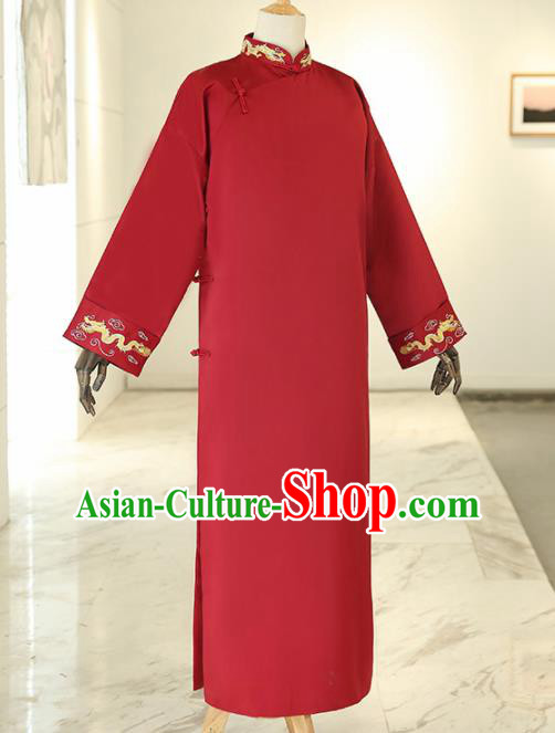 Chinese Traditional Wedding Red Gown Ancient Bridegroom Embroidered Costumes for Men Chinese Traditional Wedding Red Gown Ancient Bridegroom Embroidered Costumes for Men