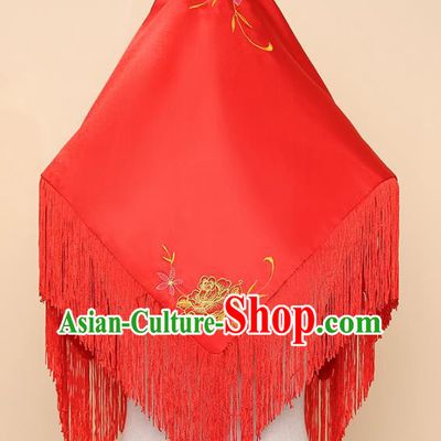 Chinese Traditional Wedding Hair Accessories Ancient Bride Red Tassel Headdress for Women