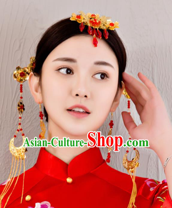 Chinese Traditional Wedding Hair Accessories Ancient Bride Hairpins Headdress for Women