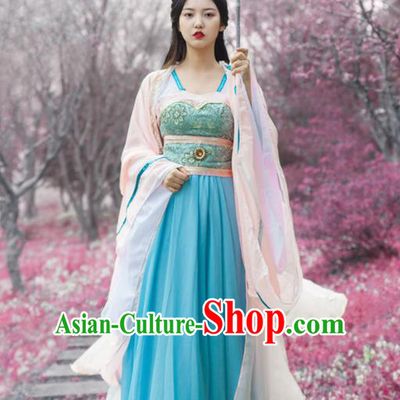 Traditional Chinese Ancient Drama Moon Goddess Costumes Tang Dynasty Princess Hanfu Dress for Women