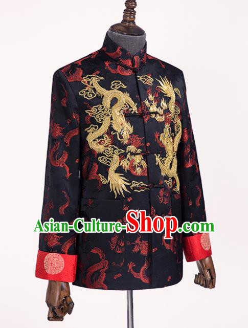 Chinese Traditional Wedding Black Shirt Ancient Bridegroom Embroidered Dragons Costumes for Men Chinese Traditional Wedding Black Shirt Ancient Bridegroom Embroidered Dragons Costumes for Men