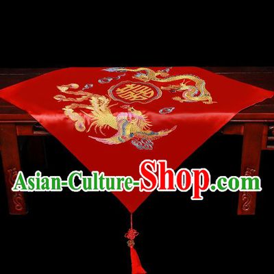 Chinese Traditional Wedding Hair Accessories Ancient Bride Embroidered Dragon Phoenix Head Cover Headdress for Women