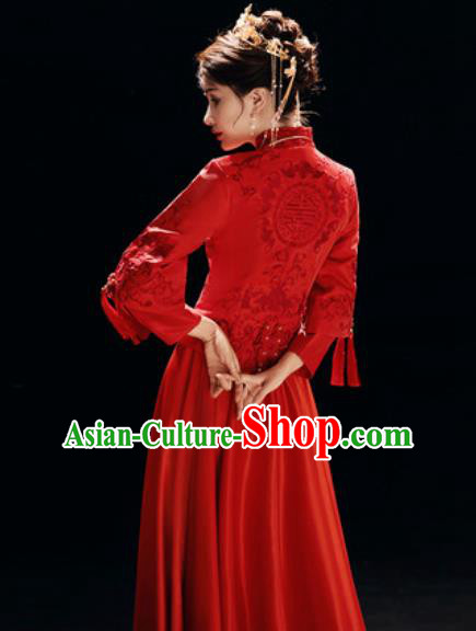 Chinese Traditional Wedding Dress Embroidered Cheongsam Ancient Bride Xiuhe Suits Costumes for Women Chinese Traditional Wedding Dress Embroidered Cheongsam Ancient Bride Xiuhe Suits Costumes for Women