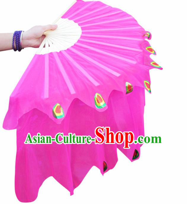 Chinese Traditional Folk Dance Props Classical Dance Fans Rosy Silk Fans Chinese Traditional Folk Dance Props Classical Dance Fans Rosy Silk Fans