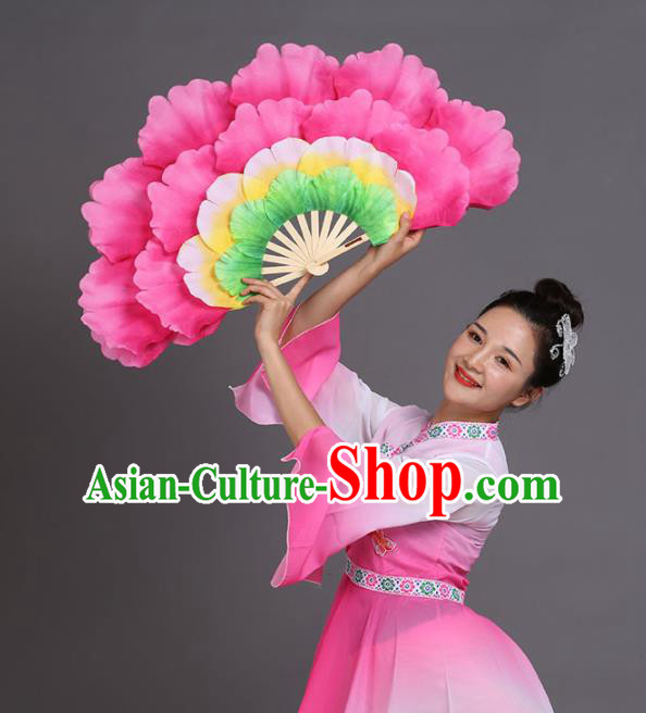 Chinese Traditional Folk Dance Props Classical Dance Fans Pink Peony Fans Chinese Traditional Folk Dance Props Classical Dance Fans Pink Peony Fans
