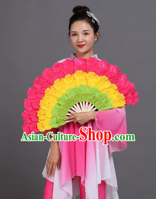 Chinese Traditional Folk Dance Props Classical Dance Fans Pink Peony Fans