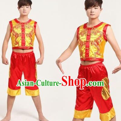 Chinese Traditional Folk Dance Costumes Drum Dance Clothing for Men