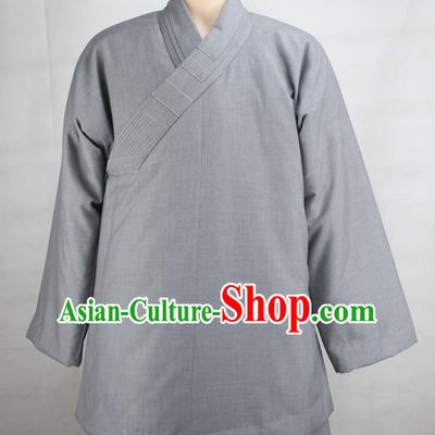 Chinese Traditional Buddhist Monk Clothing Grey Cotton Padded Jacket Buddhism Monks Costumes for Men