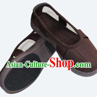 Chinese Traditional Buddhist Monk Shoes Buddhism Arhat Monks Brown Cloth Shoes for Men