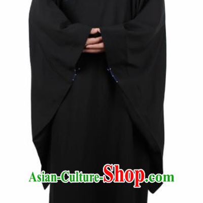 Chinese Traditional Buddhist Monk Black Robe Buddhism Dharma Assembly Monks Costumes for Men