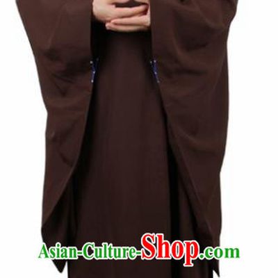 Chinese Traditional Buddhist Monk Brown Robe Buddhism Dharma Assembly Monks Costumes for Men