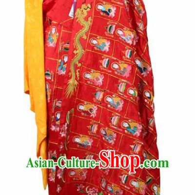 Chinese Traditional Buddhist Embroidered Buddha Red Cassock Buddhism Dharma Assembly Monks Costumes for Men