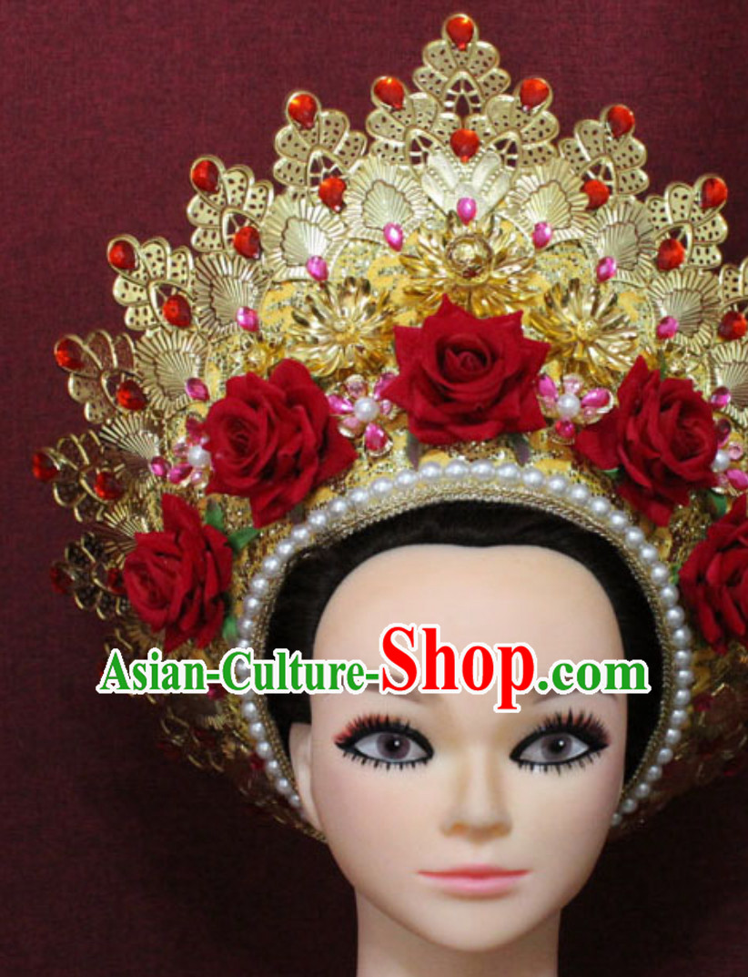 Top Traditional Thailand Empress Hair Jewelry Princess Crown Hat Top Traditional Thailand Empress Hair Jewelry Princess Crown Hat