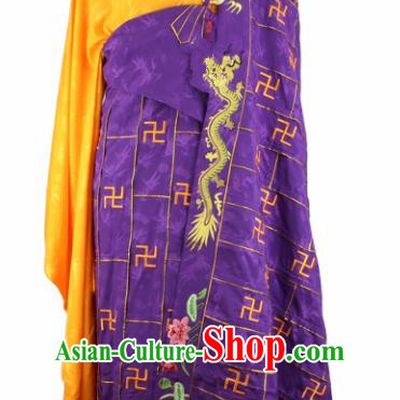 Chinese Traditional Buddhist Embroidered Lotus Dragon Purple Cassock Buddhism Dharma Assembly Monks Costumes for Men