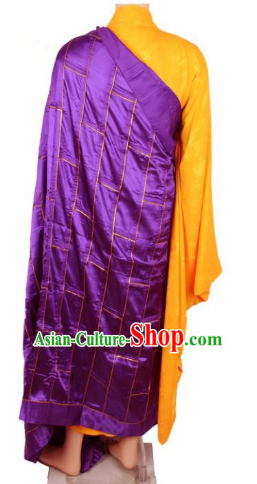 Chinese Traditional Buddhist Purple Silk Cassock Buddhism Dharma Assembly Monks Costumes for Men Chinese Traditional Buddhist Purple Silk Cassock Buddhism Dharma Assembly Monks Costumes for Men