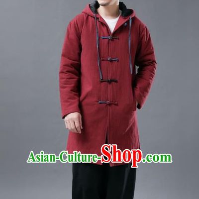 Chinese Traditional Costume Tang Suits National Shirts Mandarin Red Cotton Padded Coat for Men