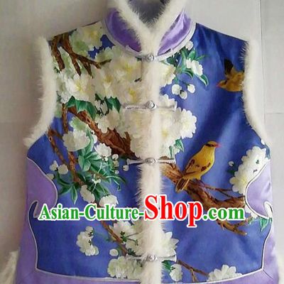 Chinese Traditional Costume Tang Suit Embroidered Vest National Purple Silk Waistcoat for Women